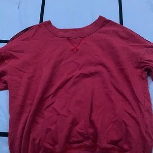 Red elbow sleeve shirt